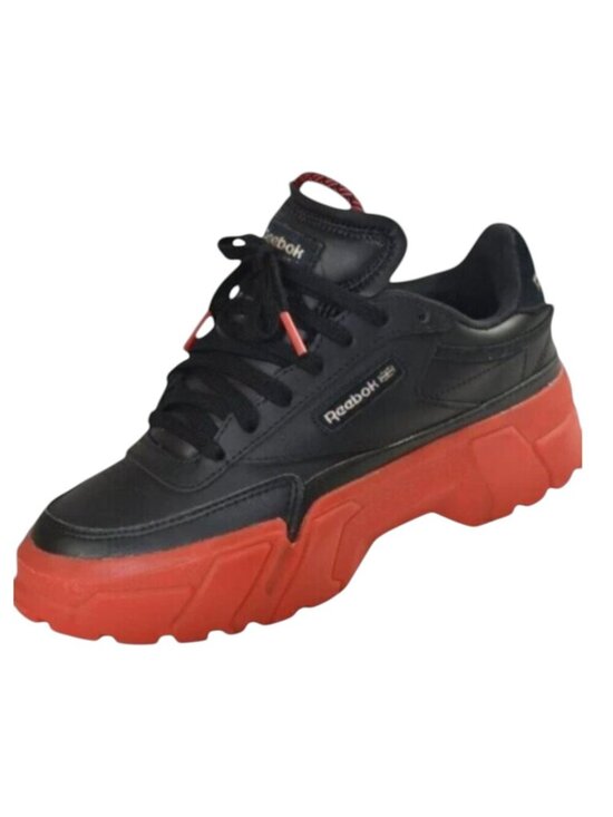 Reebok Shoes - Reebok Club C Cardi Black Contrast Red Platform Leather Lace-Up, Size 6.5